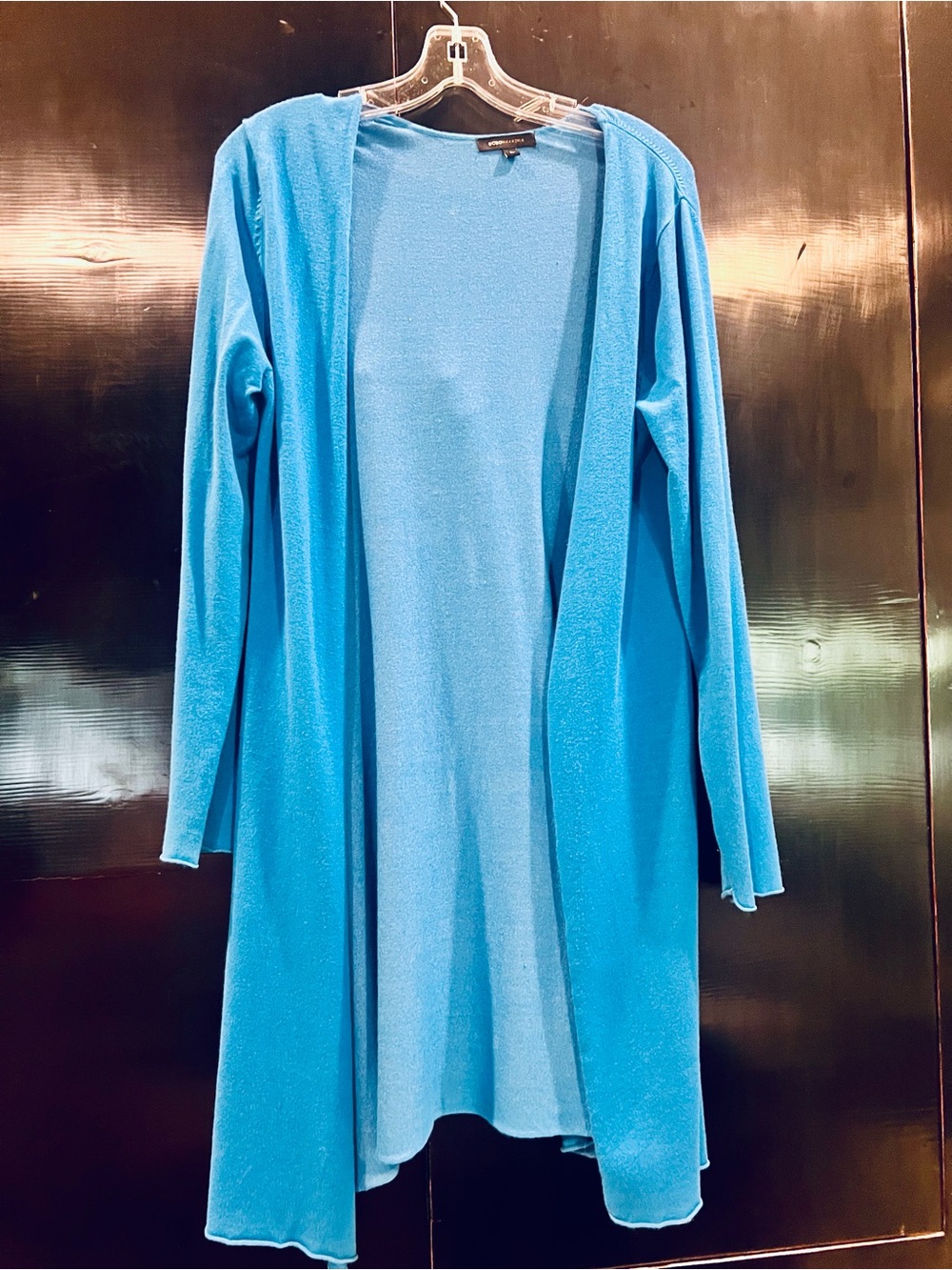BCBGMaxAzria Open-Front Bright Blue Long Cardigan